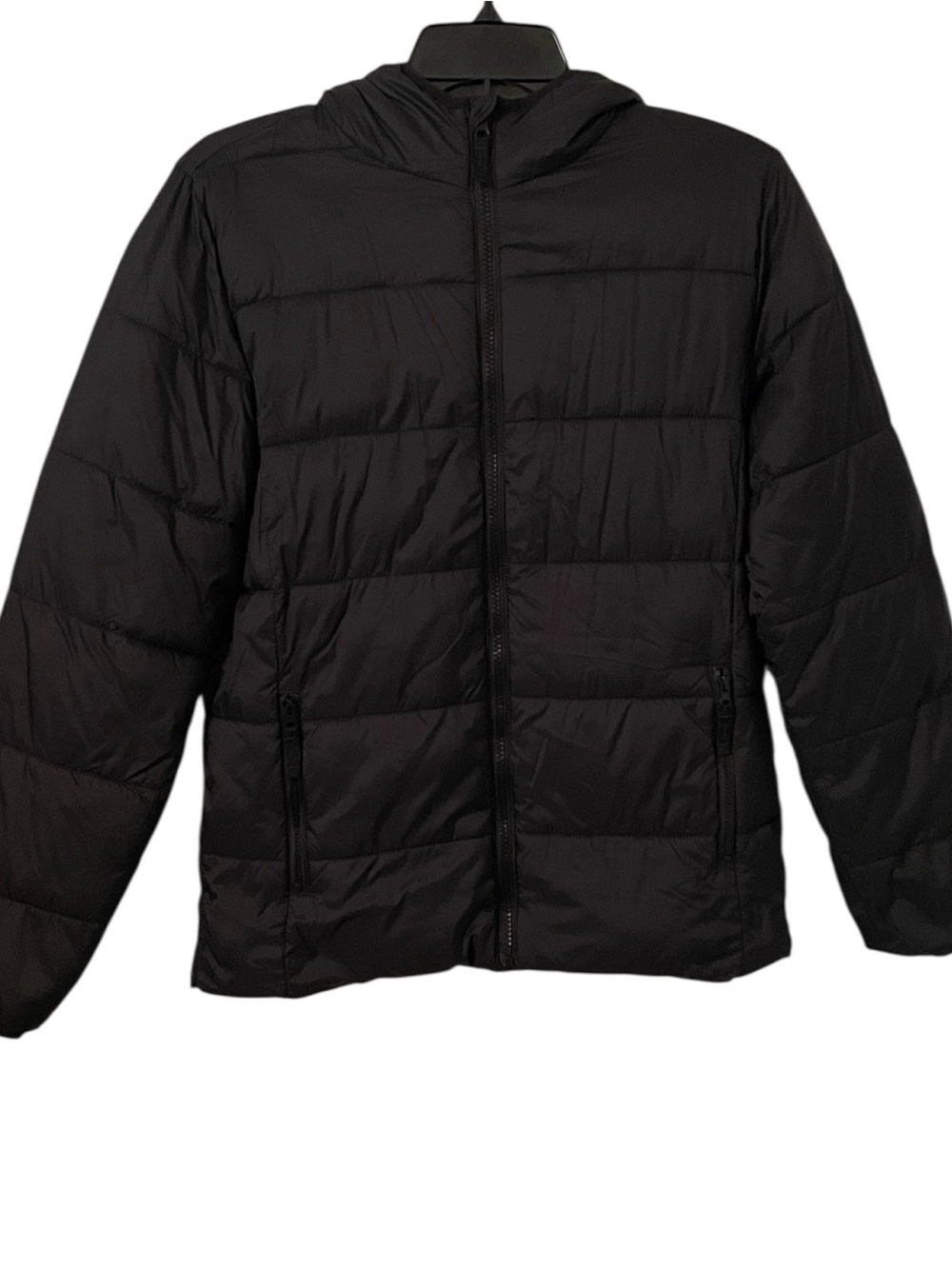 ThereAbouts Boy’s Black Parka Puffer Zip Up Hoodie Jacket Size L (14/16)